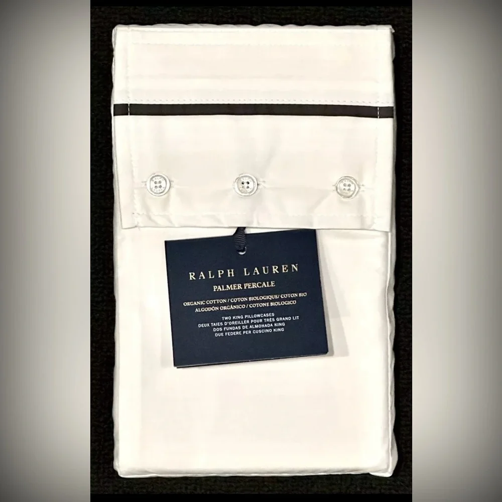 NEW $140 RALPH LAUREN HOME KING PILLOWCASES 464 TC PERCALE LOFT GRAY